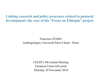 Linking research and policy processes related to pastoral  development: the case of the Focus on