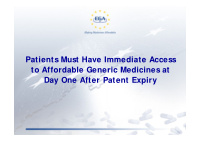 patients must have immediate access to affordable generic