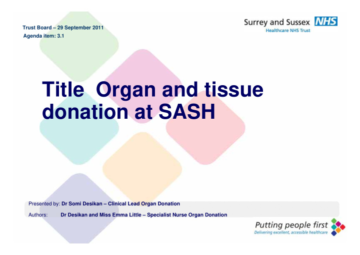 title organ and tissue donation at sash
