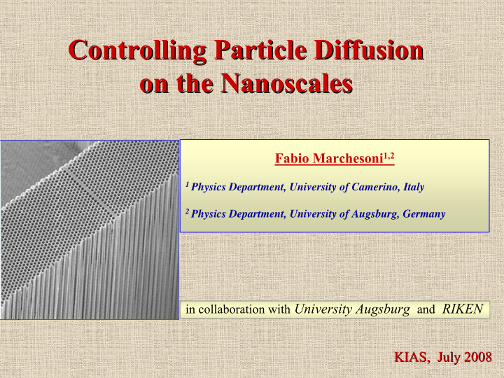 controlling particle diffusion controlling particle