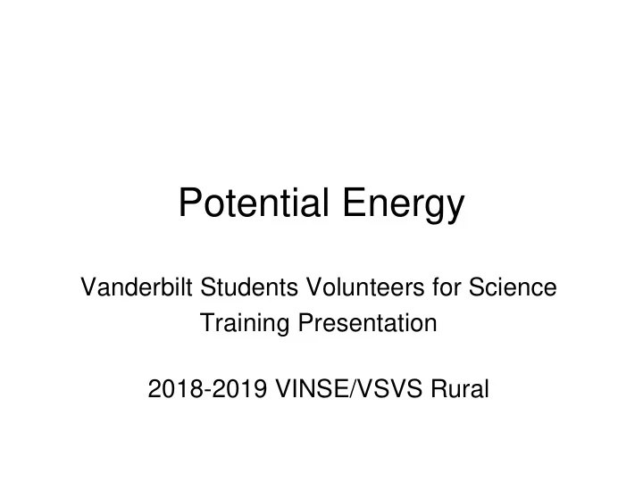 potential energy