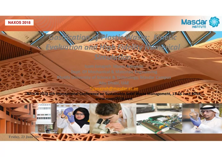 gasification of plastic waste kinetic evaluation and high