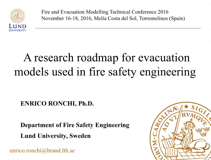 a research roadmap for evacuation models used in fire