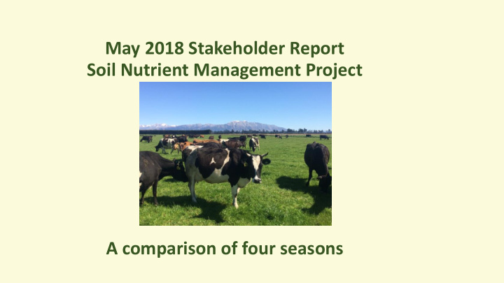 may 2018 stakeholder report soil nutrient management