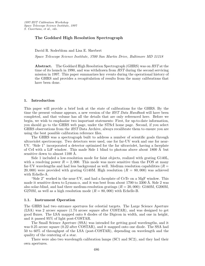 the goddard high resolution spectrograph