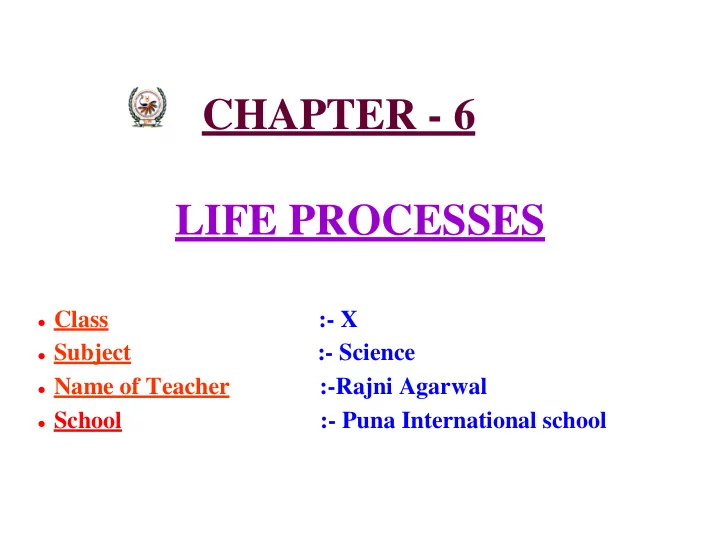 chapter 6 life processes