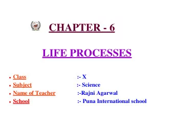 CHAPTER - 6 LIFE PROCESSES  Class                                   :- X  Subject