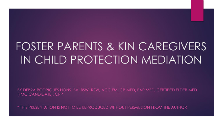 foster parents kin caregivers in child protection