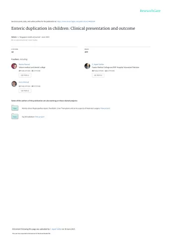 Enteric duplication in children: Clinical presentation and outcome Article in Singapore medical