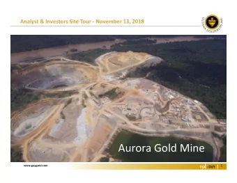 Aurora Gold Mine  1  www.guygold.com  FORWARD LOOKING STATEMENT  This  presentation  of  Guyana
