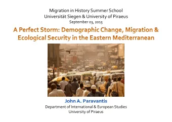 Migration in History Summer School Universitt Siegen &amp; University of Piraeus  September 03,