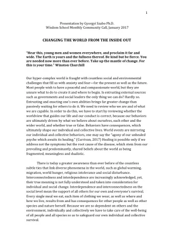 CHANGING  THE  WORLD  FROM  THE  INSIDE  OUT        Hear  this,