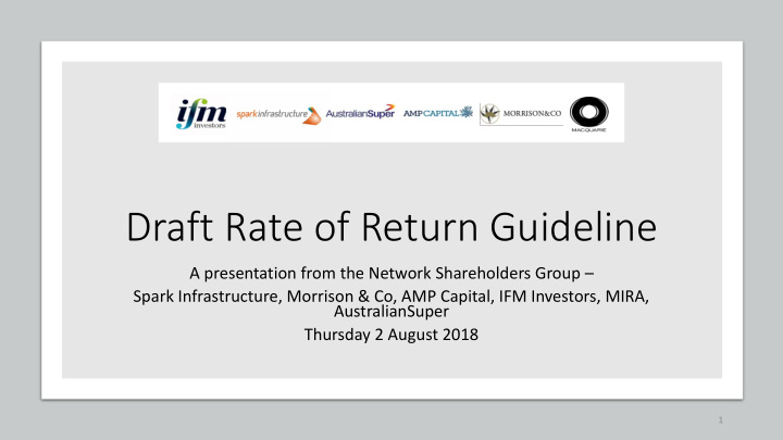 draft rate of return guideline