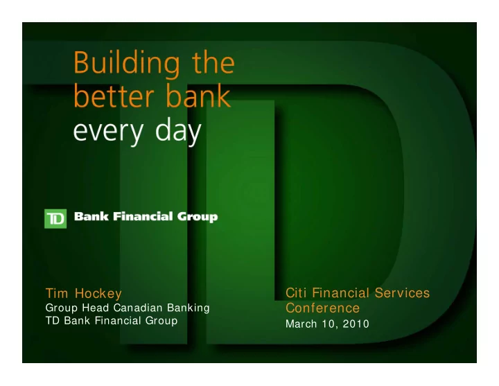 citi financial services tim hockey conference