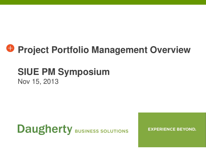 project portfolio management overview