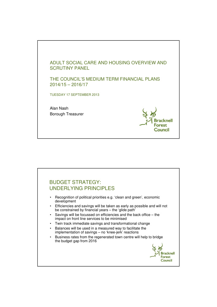 budget strategy underlying principles