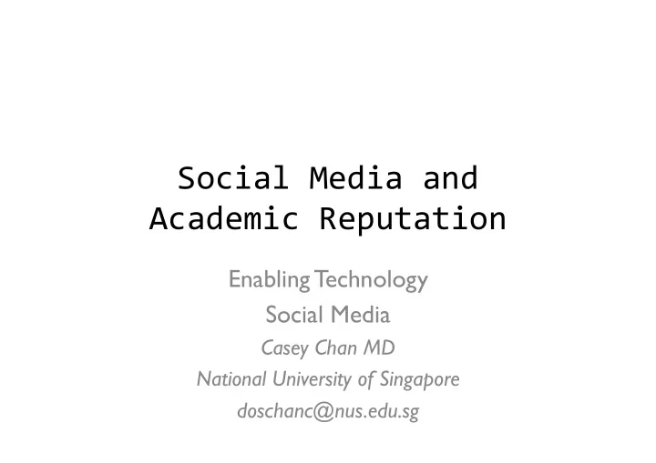 social media and academic reputation