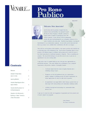 Publico  Fall 2002  Welcome New A  ssociates!  A  s fall arrives with its promise of respite from