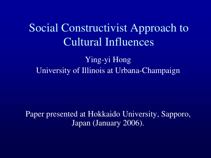 social constructivist approach to cultural influences