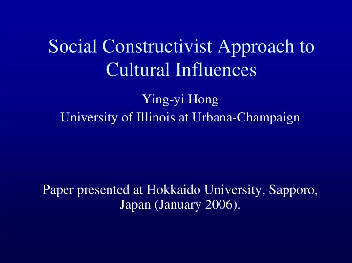 social constructivist approach to cultural influences