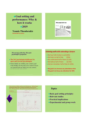 Goal setting and  performance: Why &amp;  how it works  2019  Yannis Theodorakis