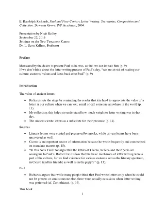 E. Randolph Richards, Paul and First-Century Letter Writing: Secretaries, Composition and