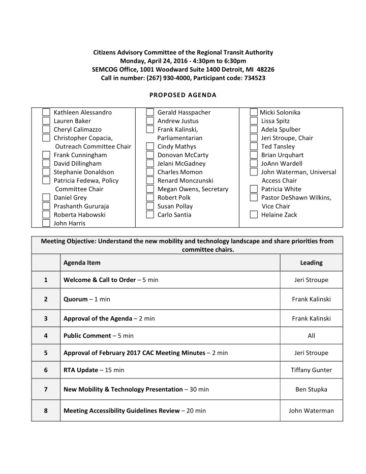 citizens advisory committee of the regional transit