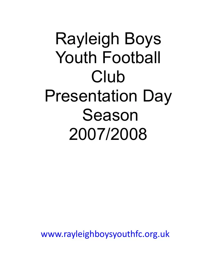 rayleigh boys youth football club presentation day season