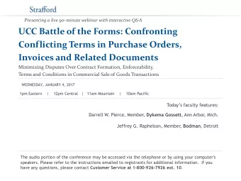 UCC Battle of the Forms: Confronting  Conflicting Terms in Purchase Orders,  Invoices and Related