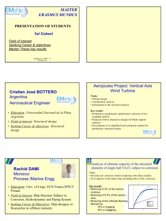 MASTER  ERASMUS MUNDUS  PRESENTATION OF STUDENTS  1st Cohort  Field of interest  Seeking Career