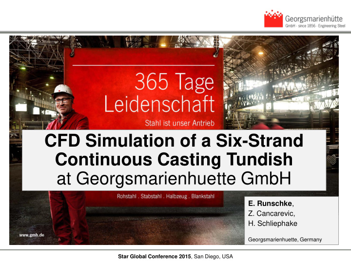 cfd simulation of a six strand continuous casting tundish