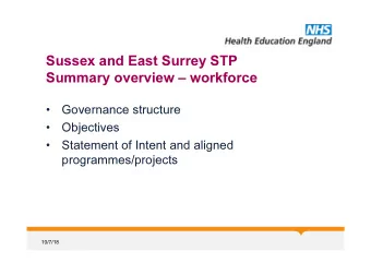Sussex and East Surrey STP  Summary overview  workforce    Governance structure