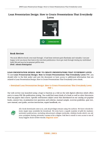 Lean Presentation Design: How to Create Presentations That Everybody  Lean Presentation Design: How