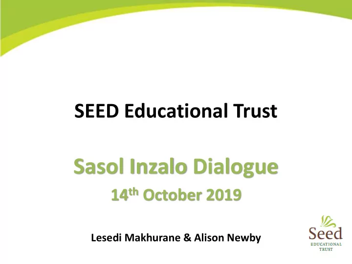 sasol inzalo dialogue