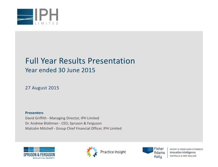 full year results presentation