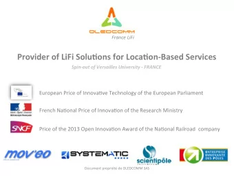 Provider(of(LiFi(Solu/ons(for(Loca/on4Based(Services(  Spin%out)of)Versailles)University)%)FRANCE)