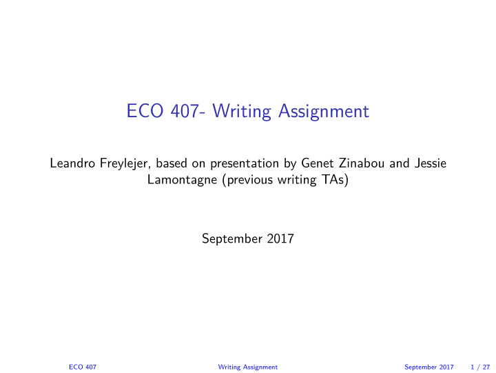 eco 407 writing assignment