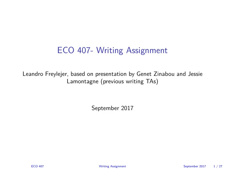 eco 407 writing assignment