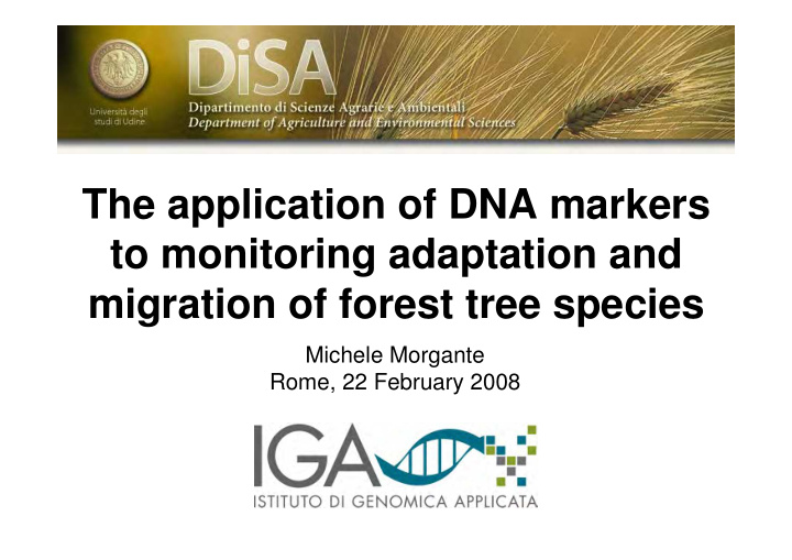 the application of dna markers to monitoring adaptation