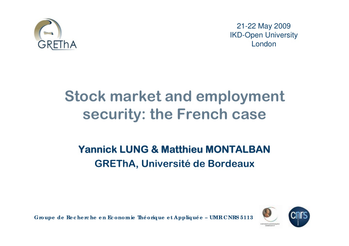 stock market and employment security the french case