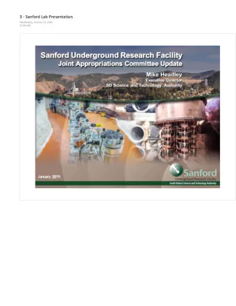 3 - Sanford Lab Presentation  Wednesday, January 13, 2016  11:39 AM