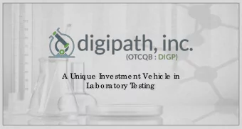 A Uniq ue  I  nve stme nt Ve hic le  in  L  a b o ra to ry T  e sting  SAFE HARBOR STATEMENT  Ce