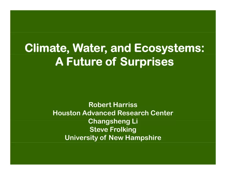 clima climate w water ter and ecosy and ecosystems tems a