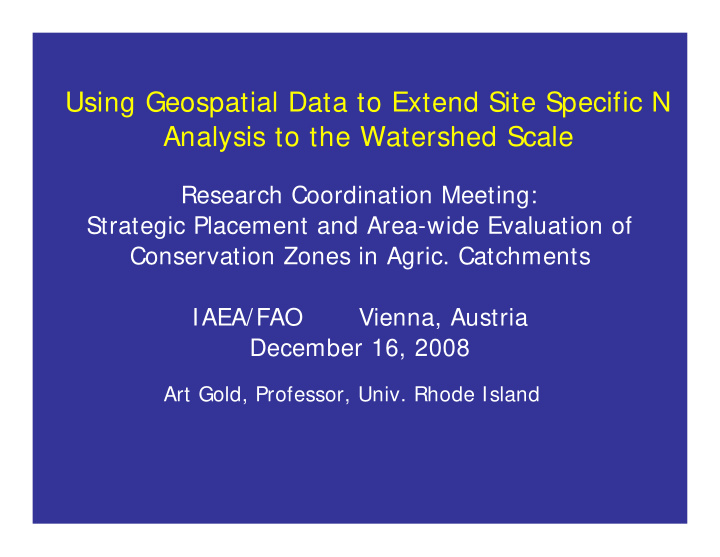using geospatial data to extend site specific n analysis