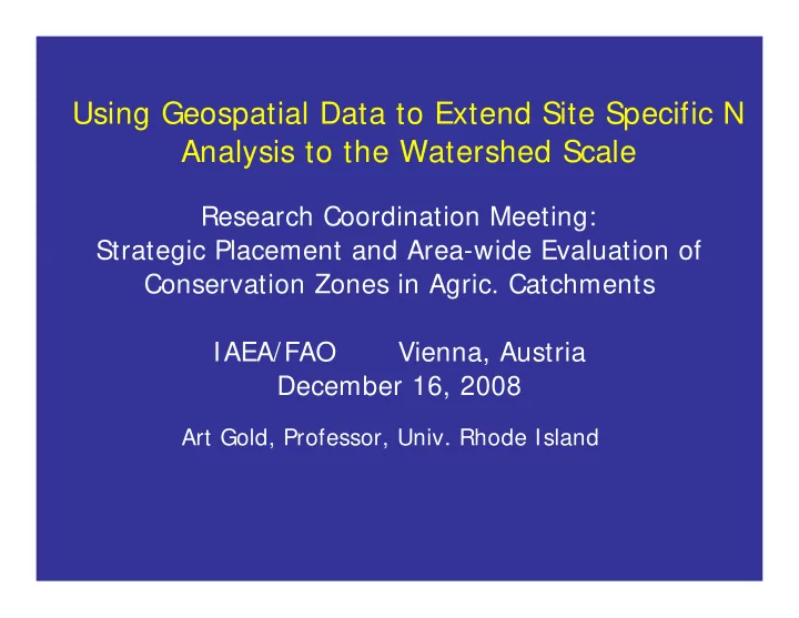 using geospatial data to extend site specific n analysis