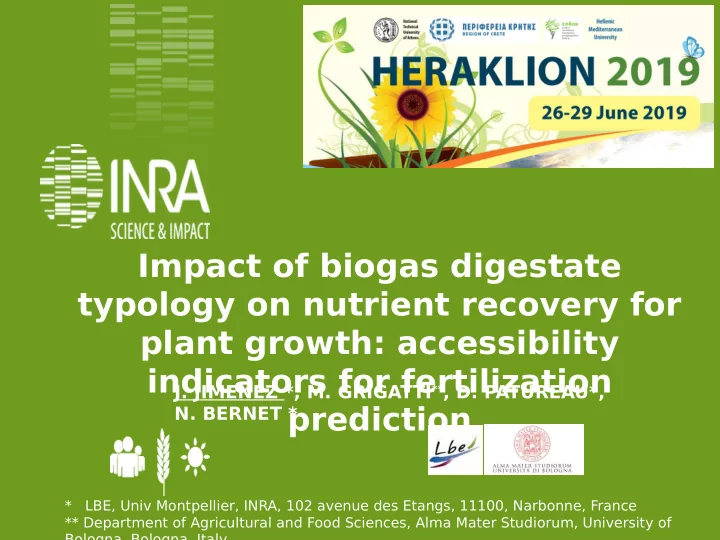 impact of biogas digestate typology on nutrient recovery