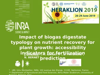 Impact of biogas digestate  typology on nutrient recovery for  plant growth: accessibility