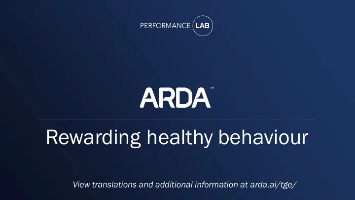 rewarding healthy behaviour