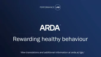 Rewarding healthy behaviour  View translations and additional information at arda.ai/tge/