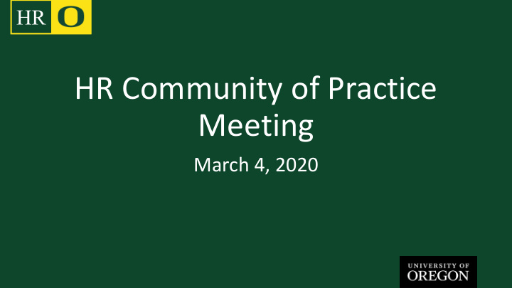 hr community of practice meeting